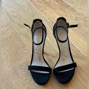 Sam Edelman Black Suede Open-Toe Ankle-Strap Heels